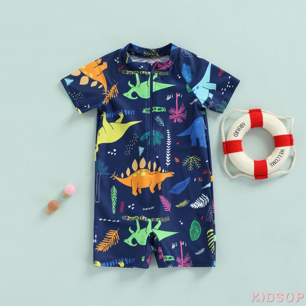Bộ Đồ Bơi Liền Thân Ngắn Tay Chống Nắng In Hoạt Hình Động Vật Thời Trang Mùa Hè Cho Bé