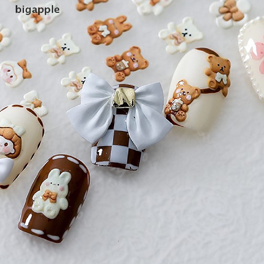 Hình Dán Móng Tay 5D Họa Tiết Gấu / Thỏ / Nơ / Bé Gái Đáng Yêu