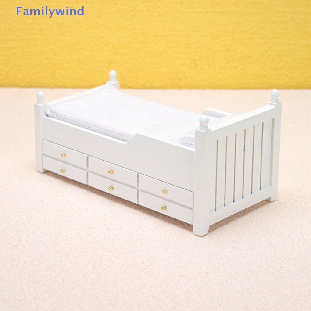 Giường Ngủ Màu Trắng Có Ngăn Kéo Phong Cách Châu Âu 1: 12 Trang Trí Nhà Búp Bê