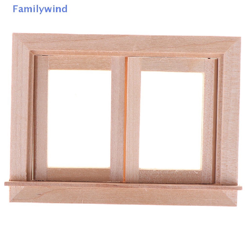 Bộ 2 Khung Cửa Sổ Bằng Gỗ Tỉ Lệ 1 / 12 Dùng Trang Trí Nhà Búp Bê