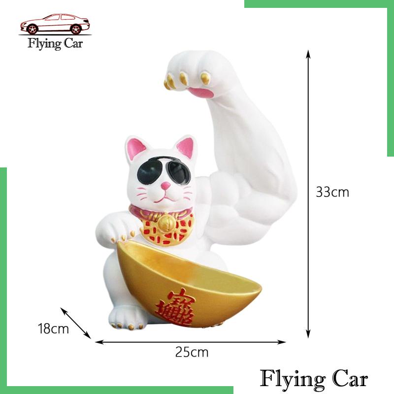 [Lzdjfmy2] Hộp Đựng Chìa Khóa Điêu Khắc Hình Mèo May Mắn Để Bàn Trang Trí
