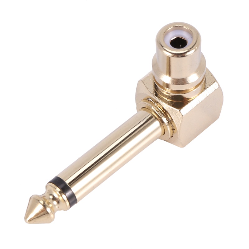 Set 2 Đầu Chuyển Đổi Âm Thanh RCA Female Sang 1 / 4 inch Mono Male Góc Phải Màu Vàng
