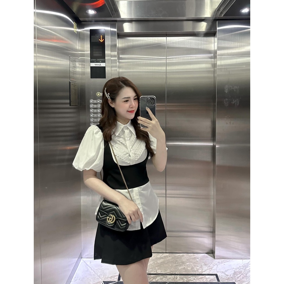 ✨BÁN SỈ✨Áo sơ mi đen trắng phối ren