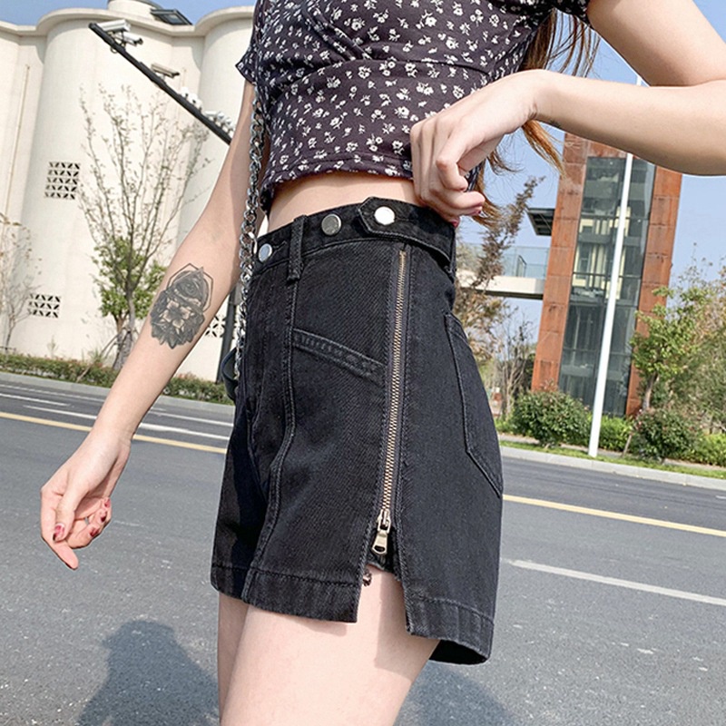 Quần Short Jeans Khóa Kéo Thời Trang Hàn Quốc Cho Nữ
