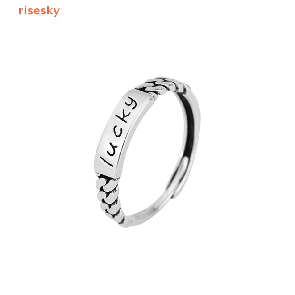 Nhẫn Bạc 925 In Chữ lucky Phong Cách Hiphop Thời Trang Hàn Quốc