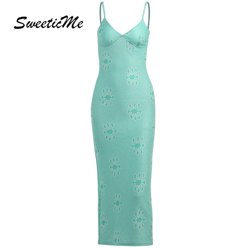 Đầm Dài Dáng Ôm Hở Lưng In Họa Tiết Thời Trang 2023 Quyến Rũ Cho Nữ