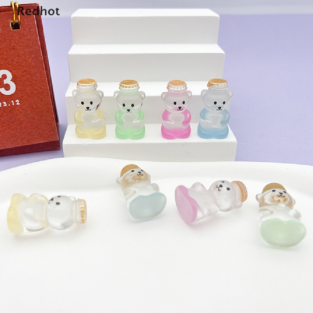 &lt; Redhot &gt; Bộ 5 Gấu Dạ Quang Trong Suốt Bằng Nhựa Resin Trang Trí Nhà Cửa / Xe Hơi Dễ Thương