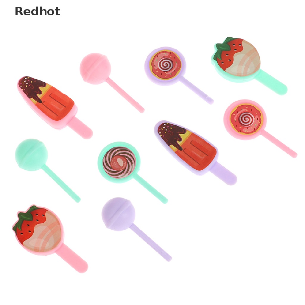 &lt; Redhot &gt; Bộ 10 Món Đồ Chơi Búp Bê Kẹo Mút Tráng Miệng Dễ Thương