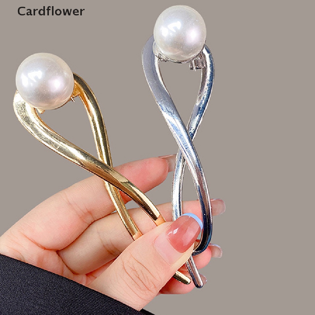 &lt; Cardflower &gt; Kẹp Tóc Móng Vuốt Đính Hạt Ngọc Trai Pha Lê Hình Hoa Thanh Lịch Thời Trang Cho Nữ
