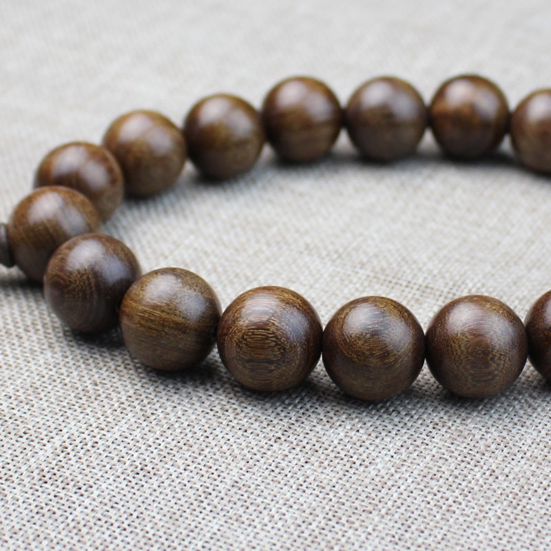 Hạt Gỗ Đàn Hương Lụa Vàng Một Mảnh Treo Trang Trí Gương Chiếu Hậu Xe Hơi Hạt Rosary