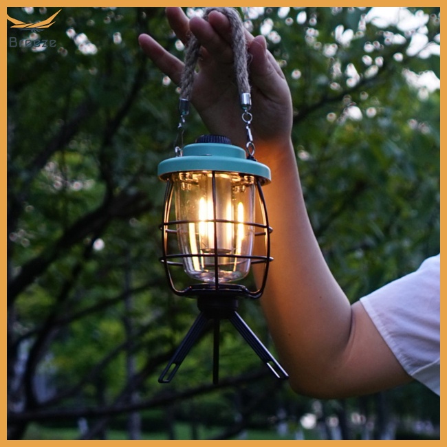 Đèn Cắm Trại Phong Cách Retro 2000mah Chống Thấm Nước Kèm Sạc Usb Tiện Dụng