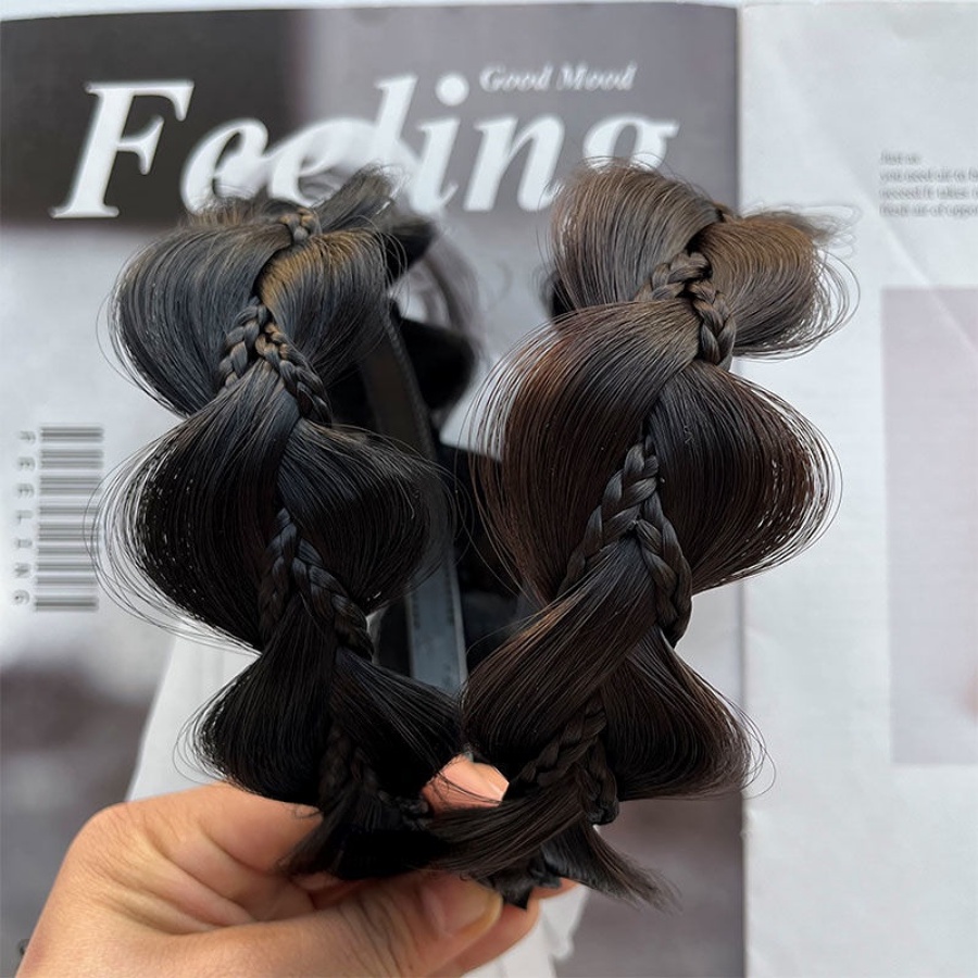 Băng Đô Cài Tóc Giả Thắt Bím Tự Nhiên Phong Cách Hàn Quốc