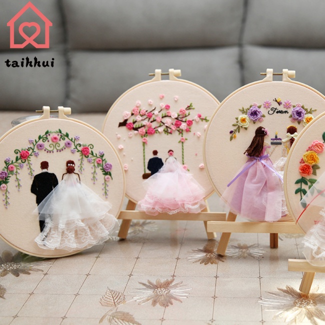 Bộ Tranh Thêu Chữ Thập Hình Cô Dâu Chú Rể Diy