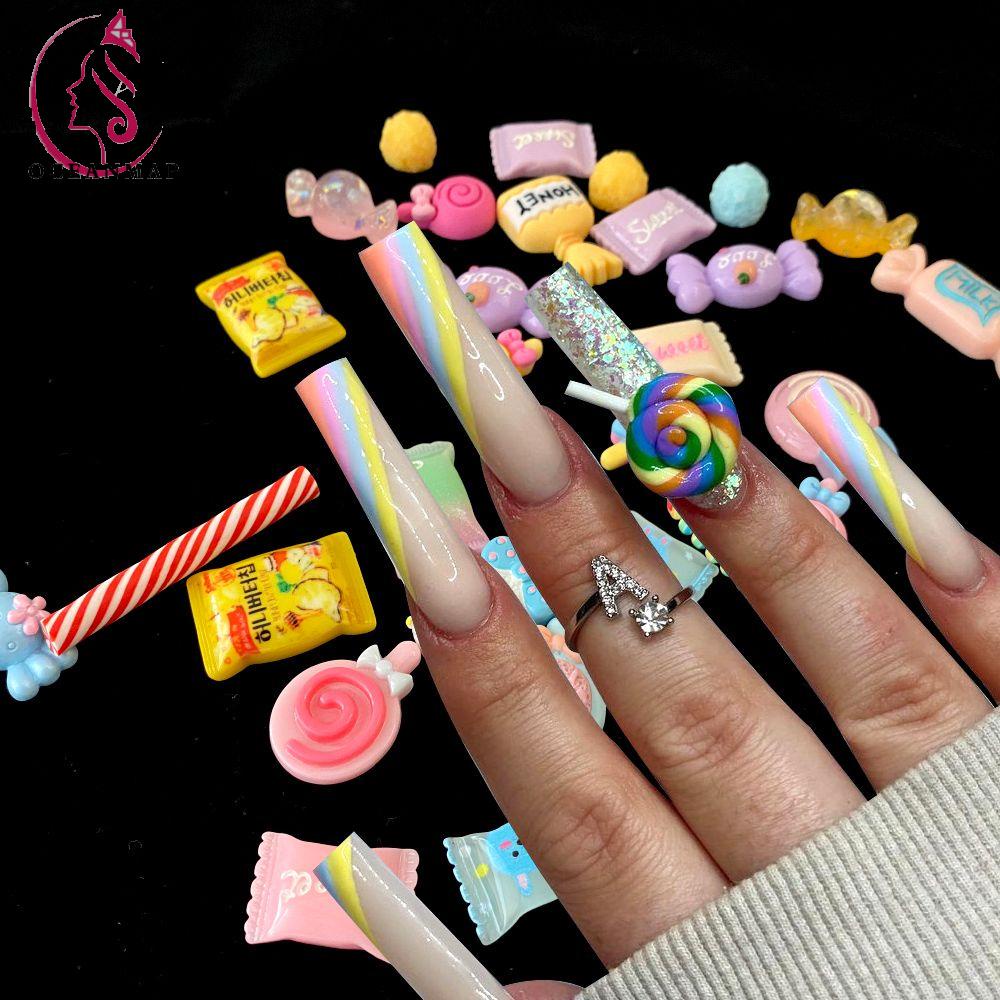 [Hàng mới về] 30 Phụ kiện trang trí móng tay 3d bằng nhựa acrylic độc đáo nhiều màu