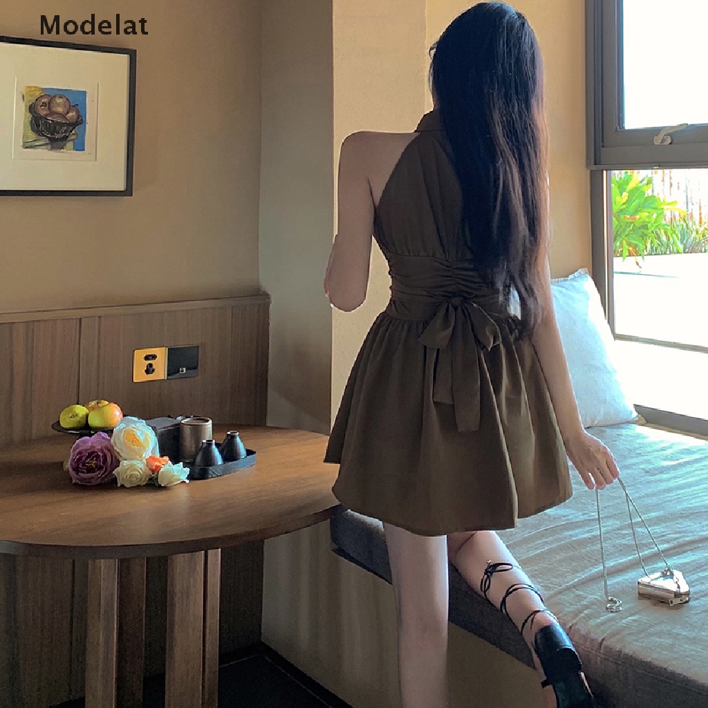 Mfc Đầm Ngắn Không Tay Màu Trơn Thời Trang Mùa Hè Quyến Rũ Cho Nữ