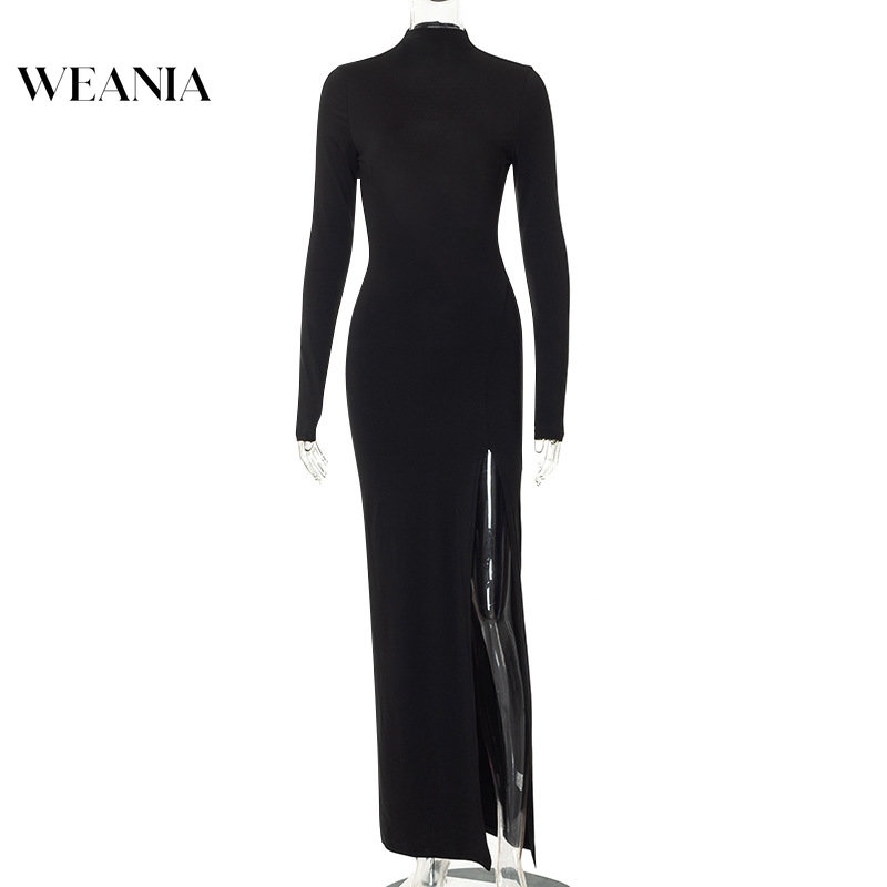 Đầm Dài Xẻ Tà Cao Hở Lưng Phối Dây Xích Gợi Cảm Cho Nữ