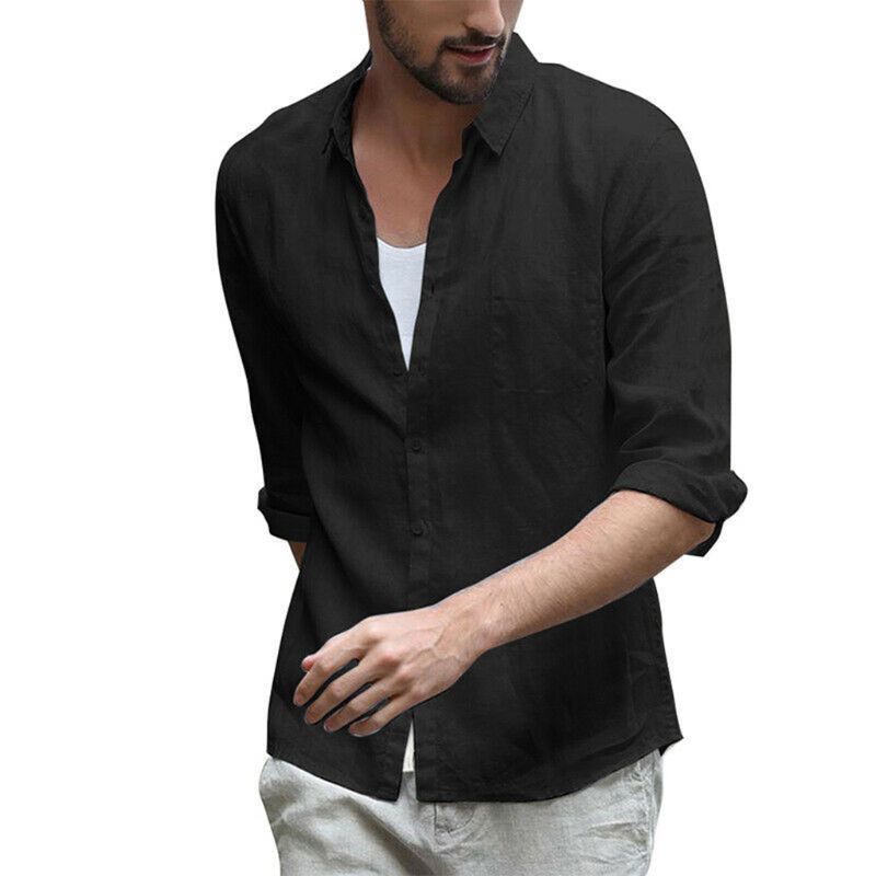 Áo Sơ Mi Tay Lỡ 3 / 4 Màu Sắc Thanh Lịch Cho Nam