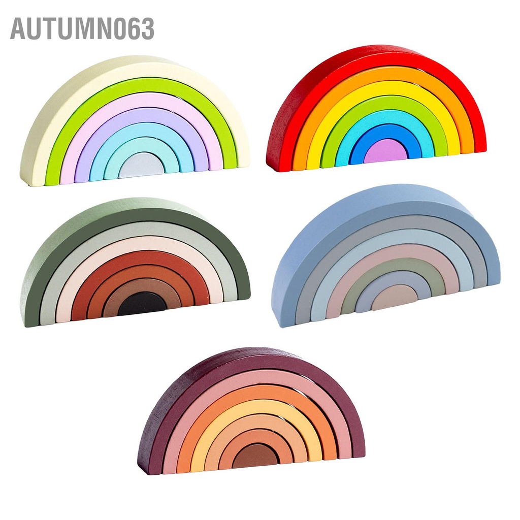 Autumn063 Đồ Chơi Xếp Hình Khối Bằng Gỗ Vòm Lớn Giáo Dục Đầy Màu Sắc Cho Trẻ Mới Biết Đi