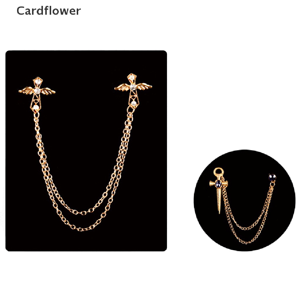 < Cardflower > Trâm Cài Áo Phối Dây Xích Tua Rua Pha Lê Hình Thiên Thần Thời Trang Cho Nam Và Nữ