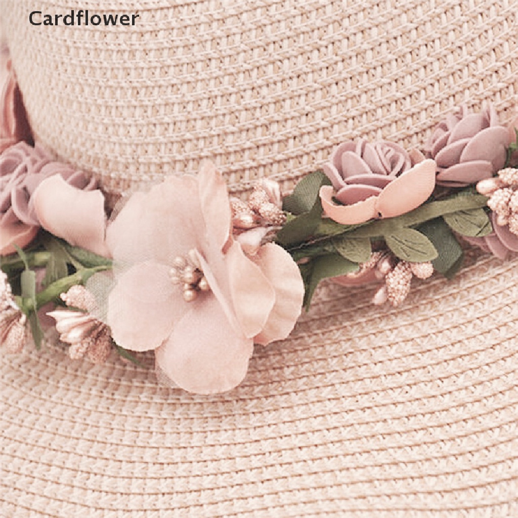 < Cardflower > Mũ Chống Nắng Đi Biển Mùa Hè Đính Hoa Thanh Lịch Cho Nữ