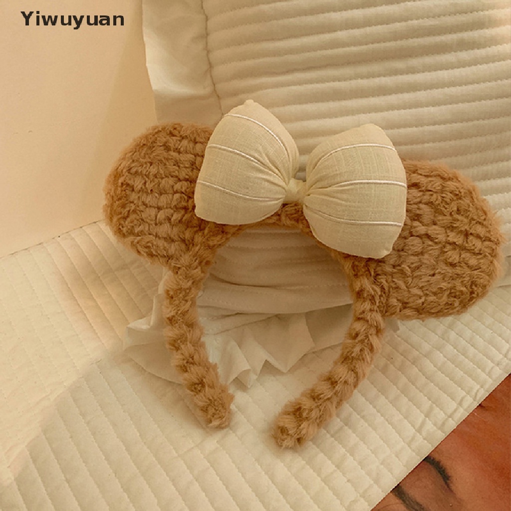 Băng Đô Cài Tóc Rửa Mặt Mùa Đông In Họa Tiết Tai Gấu Hoạt Hình Dễ Thương Cho Nữ