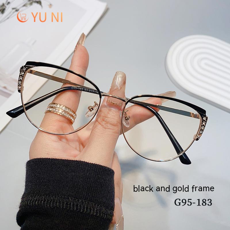 gọng kính kim loại kính chống ánh sáng xanh mắt kính đen mắt kính mắt mèo gọng mắt kính