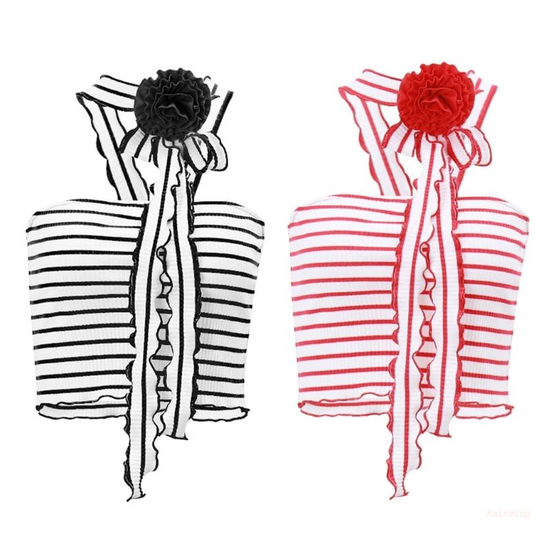 Áo Croptop Sát Nách Họa Tiết Kẻ Sọc Thời Trang Mùa Hè Xinh Xắn Cho Nữ