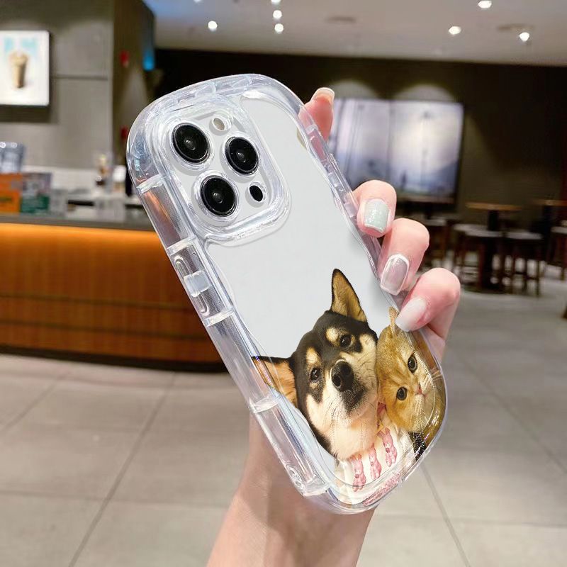 ✅Ốp Điện Thoại Mềm Trong Suốt Chống Sốc Hình Chó Mèo Cho Iphone xr / 7 / 8p11 12iPhone14 xs13 promax