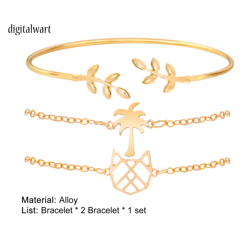 Kỹ Thuật Số| Bộ 3 Vòng Tay Hình Lá Dừa Sáng Tạo Có Thể Điều Chỉnh