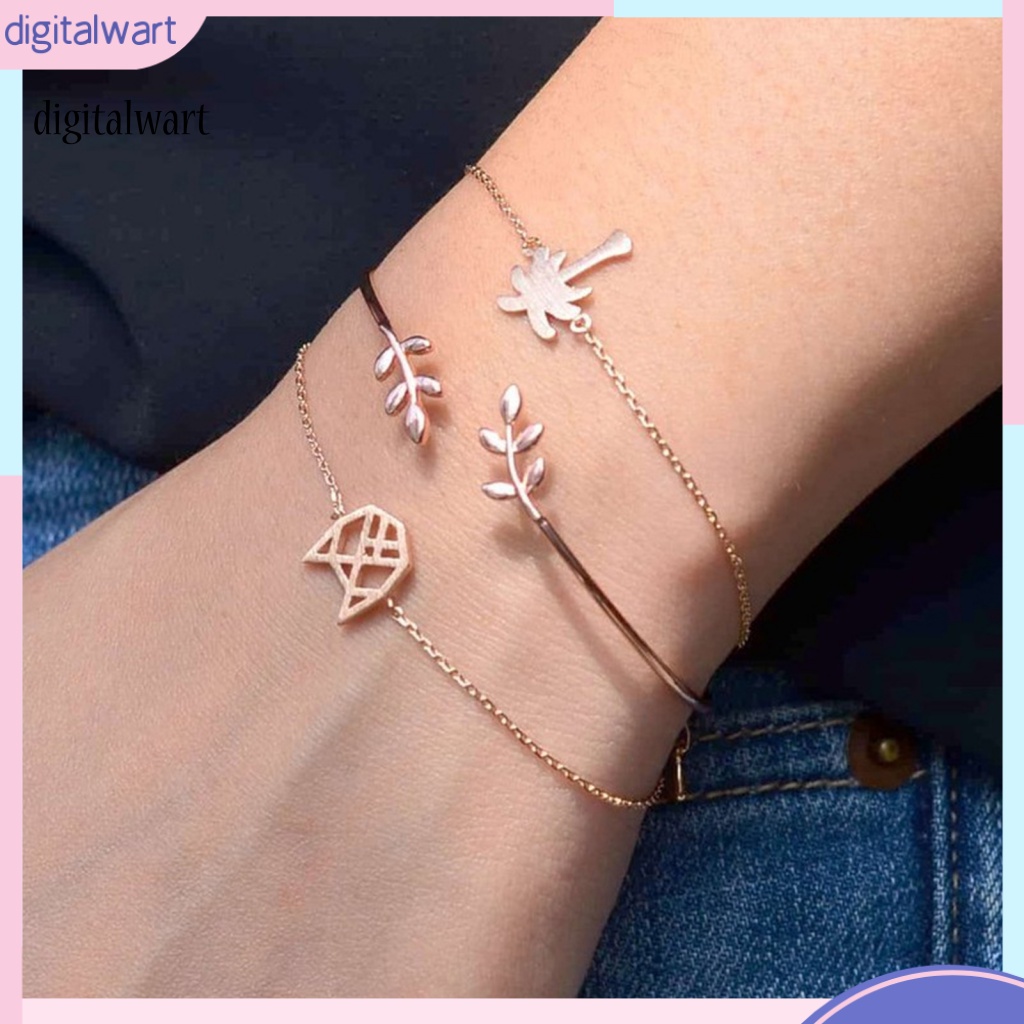 Kỹ Thuật Số| Bộ 3 Vòng Tay Hình Lá Dừa Sáng Tạo Có Thể Điều Chỉnh