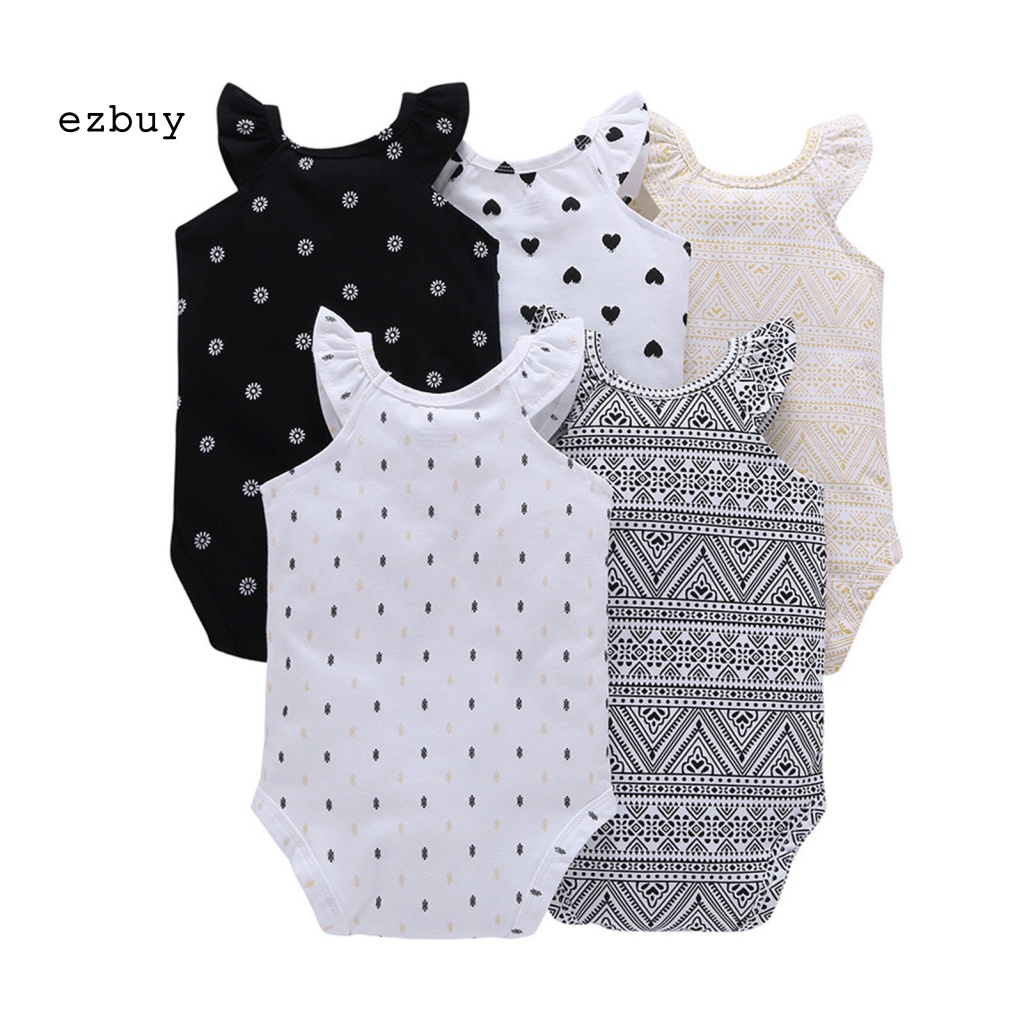 [EY] Áo Liền Quần Nhẹ Thoáng Khí Với Tay Áo Bay Trang Trí Dành Cho Gia Đình Trẻ Sơ Sinh