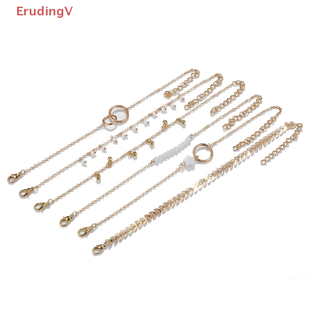 Bộ 6 Vòng Tay Dây Xích Tua Rua Hình Chiếc Lá Phong Cách Boho Thời Trang Cho Nữ