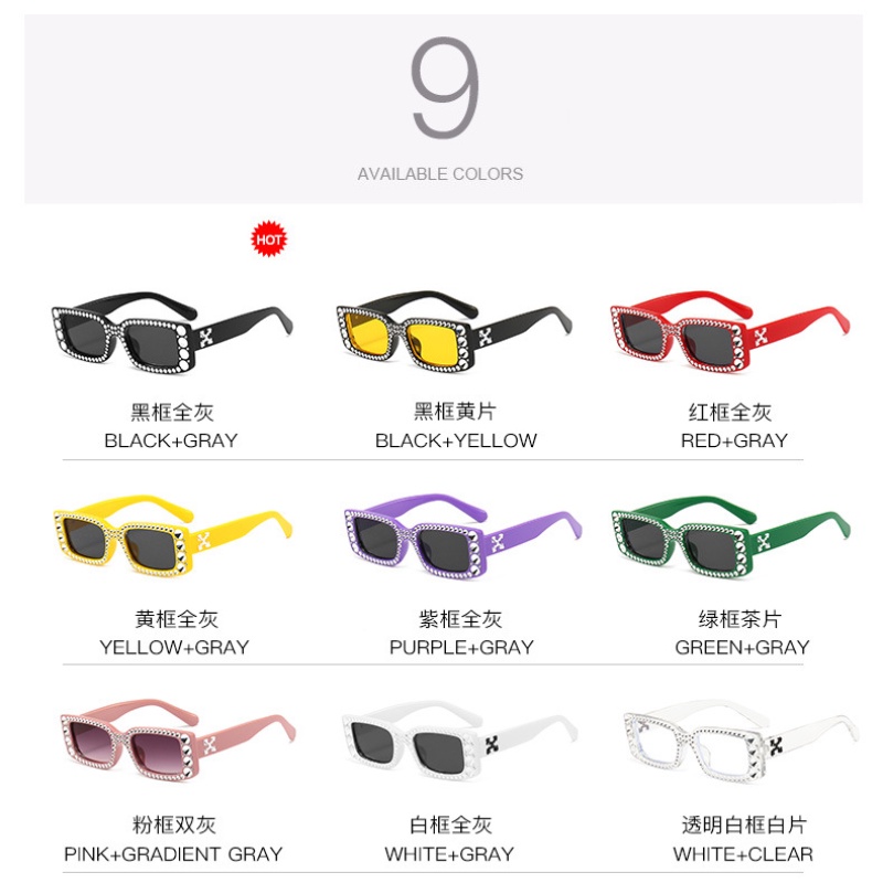 Kính Mát Gọng Vuông Nhỏ Đính Đá Thời Trang Cho Nữ