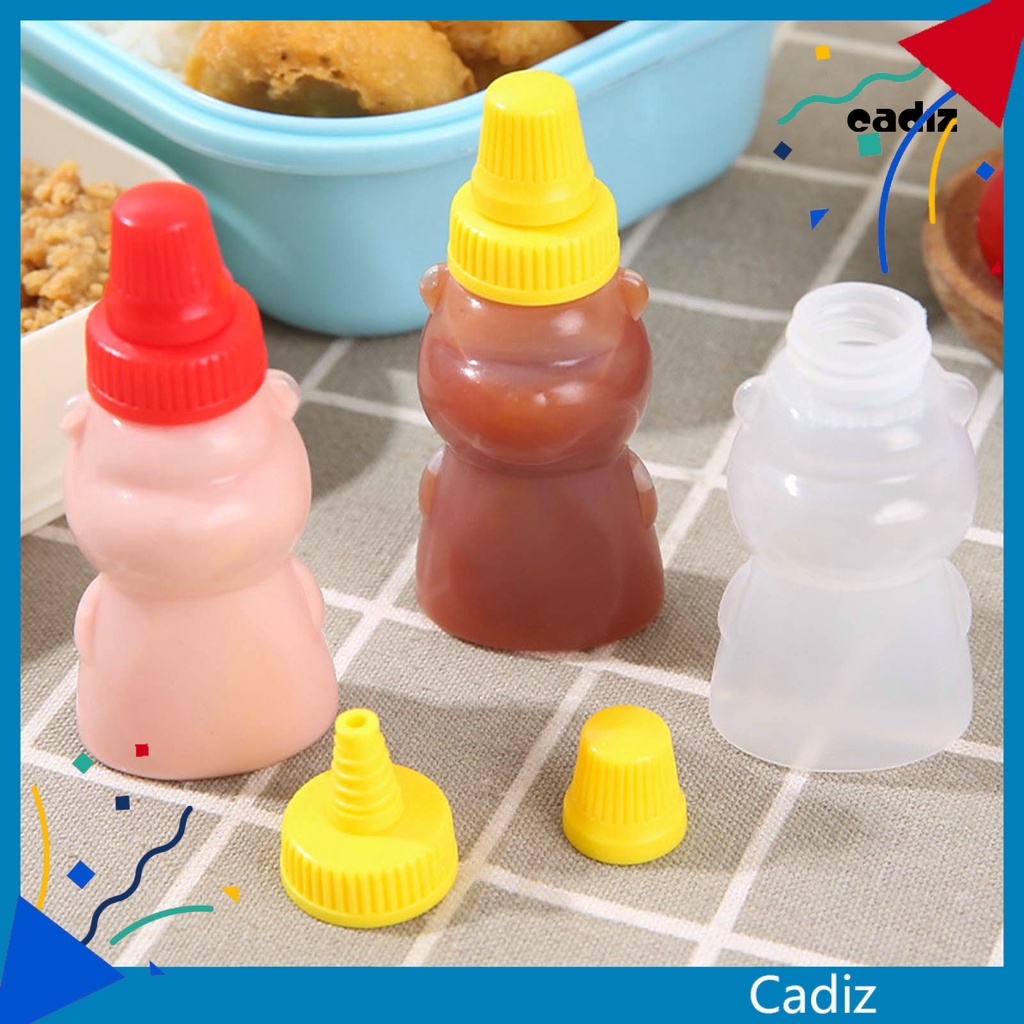 Bộ 2 Bình Đựng Nước Sốt Dạng Bóp Trong Suốt Chống Bụi Bẩn Đa Năng Hình Gấu Hoạt Hình Dễ Thương