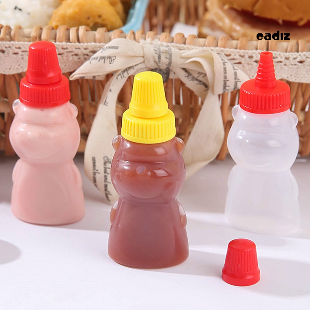 Bộ 2 Bình Đựng Nước Sốt Dạng Bóp Trong Suốt Chống Bụi Bẩn Đa Năng Hình Gấu Hoạt Hình Dễ Thương