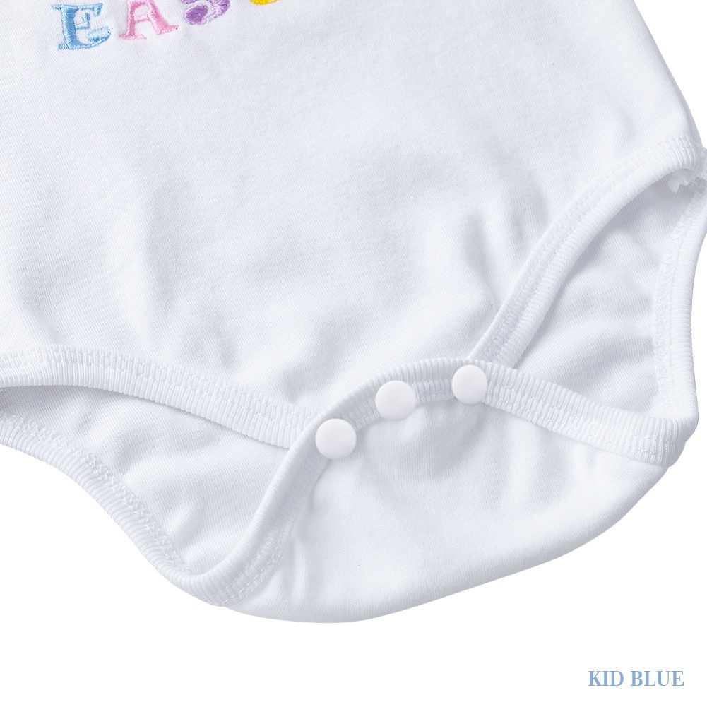 Bộ Áo Liền Quần Kèm Băng Đô Thêu Họa Tiết Trứng Phục Sinh Thời Trang Cho Bé Gái