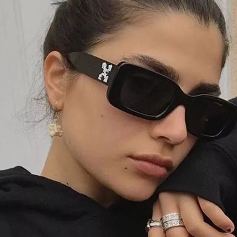 【Vhong Sunglasses】 OFF WHITE Kính Mát Gọng Vuông Nhỏ Phong Cách Retro Thời Trang Cho Nam Nữ Kính Râm