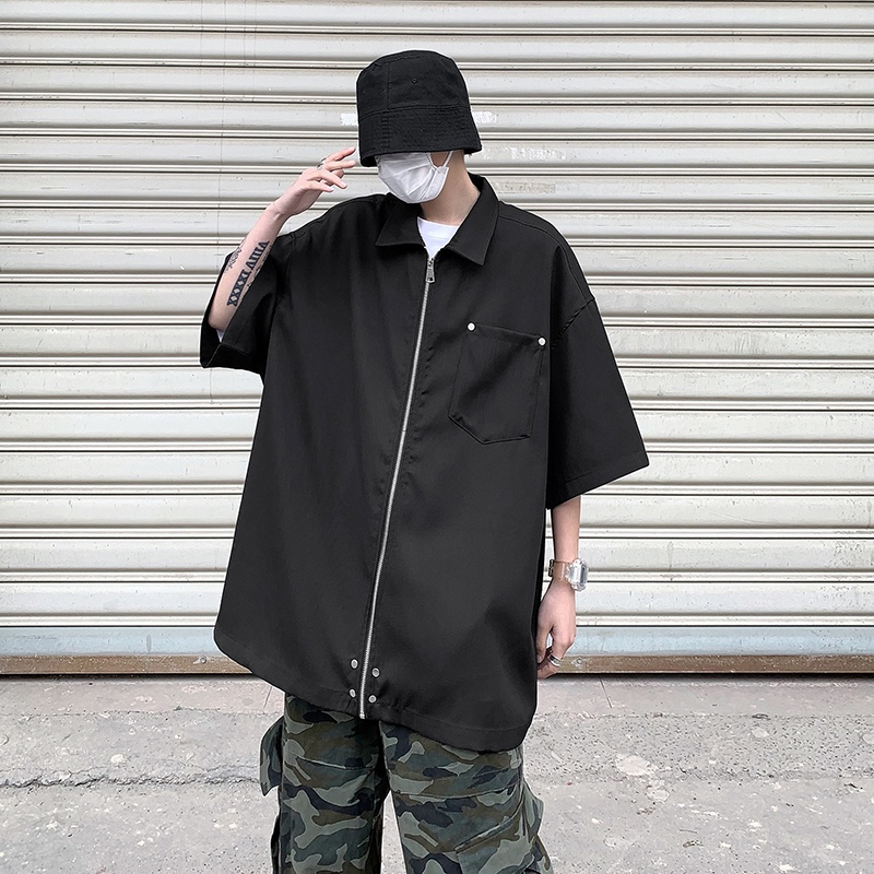 Áo Sơ Mi Tay Ngắn Dáng Rộng Phong Cách Retro Nhật Bản Thời Trang Mùa Hè Cho Nam