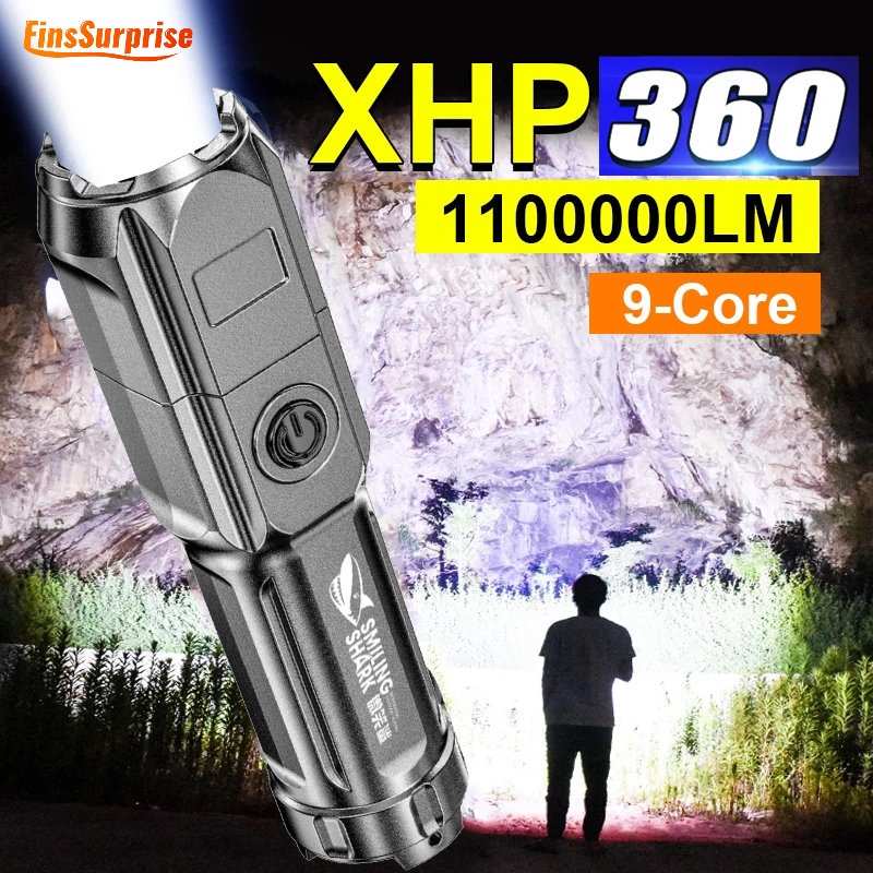 Đèn Pin Siêu Sáng XHP360 Sử Dụng Năng Lượng Cao