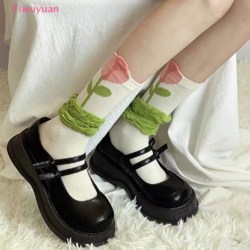 < Yiwuyuan > Vớ Cotton Thoáng Khí Họa Tiết Hoa Hoạt Hình Màu Kẹo Phong Cách Harajuku Nhật Bản Dễ Thương Thời Trang Xuân Hè Hàng Mới