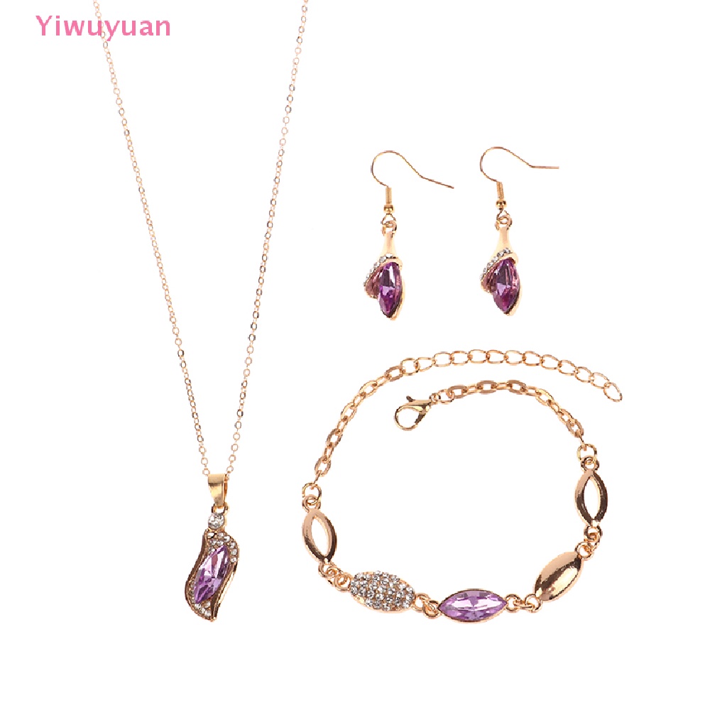 Bộ Trang Sức Màu Vàng / Bạc Đính Pha Lê Sang Trọng Dành Cho Nữ