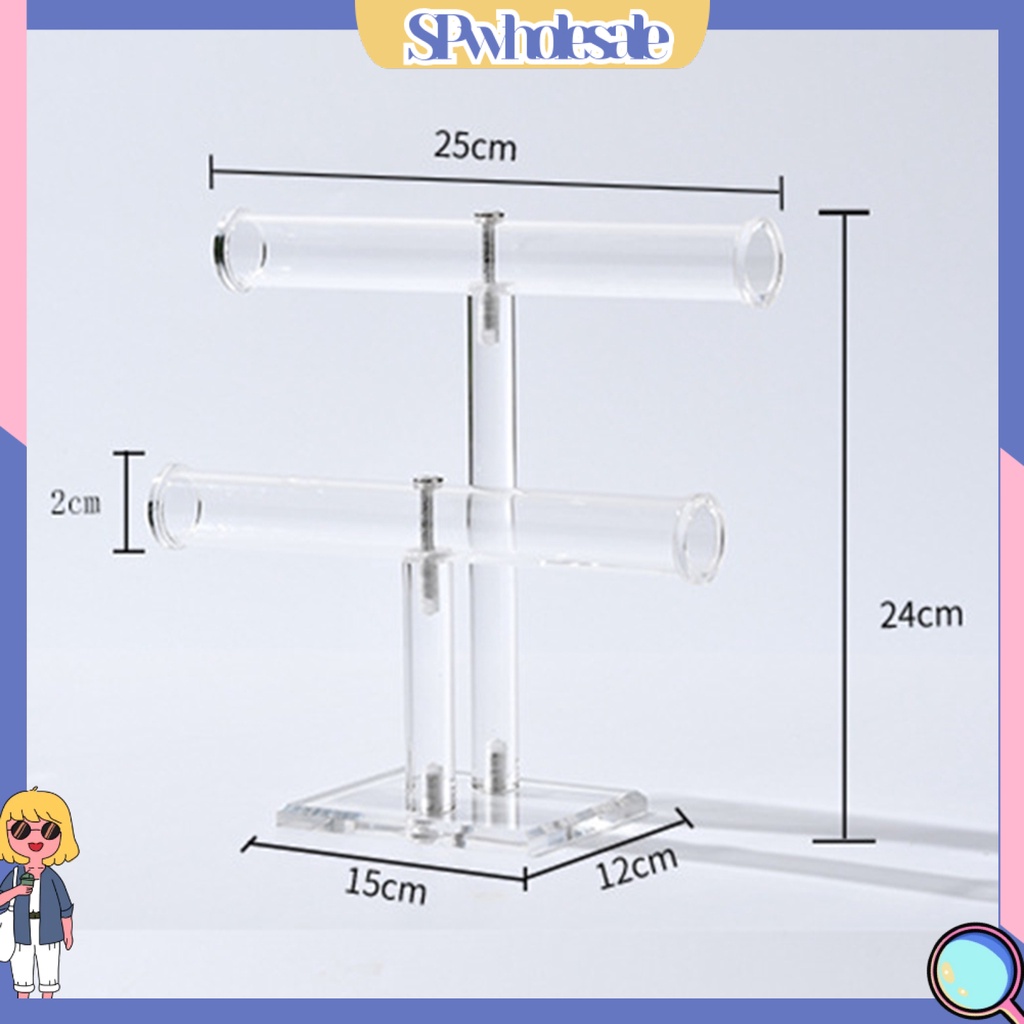 <SPwholesale> Giá Đỡ Trưng Bày Trang Sức / Đồng Hồ / Băng Đô Chữ T Bằng Acrylic Ổn Định Tiết Kiệm Không Gian
