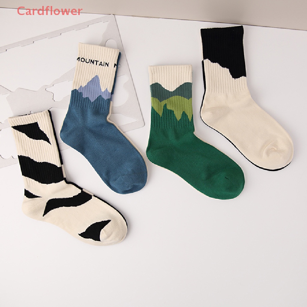 < Cardflower > Vớ Cotton Thoáng Khí Họa Tiết Không Đối Xứng Phong Cách Đường Phố A / B Thời Trang Cho Nam