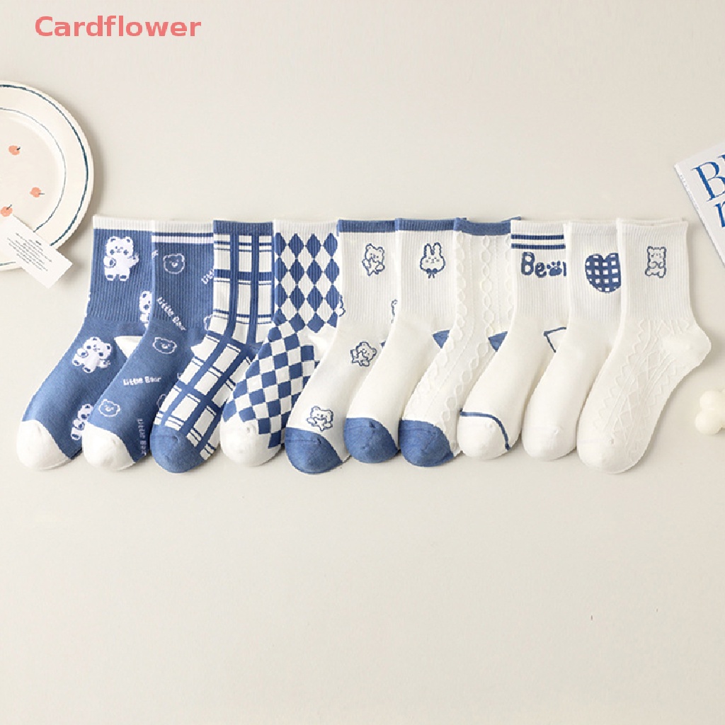 < Cardflower > Vớ Trượt Ván In Họa Tiết Sọc Caro / Gấu Hoạt Hình Vui Nhộn Phong Cách Harajuku Thời Trang Dành Cho Bạn Nữ Mới