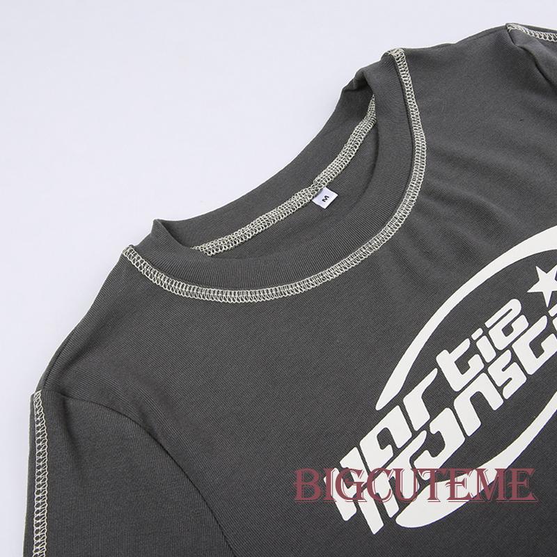 Áo Thun Tay Ngắn Cổ Tròn In Chữ Ôm Dáng Thời Trang Mùa Hè Dành Cho Nữ