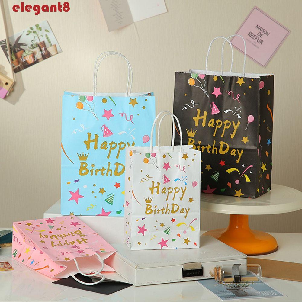 Set 10 Túi Giấy Đựng Kẹo Có Tay Cầm Trang Trí Tiệc Sinh Nhật / Tiệc Mừng Em Bé