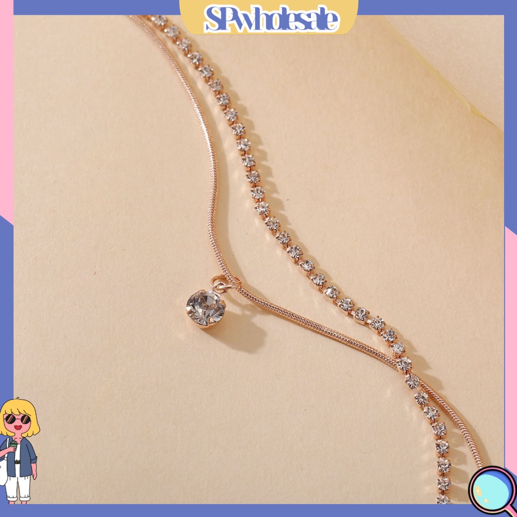 <SPwholesale> Lắc Chân Hợp Kim Hai Lớp Đính Đá Toàn Diện Thời Trang Đi Biển Cho Nữ