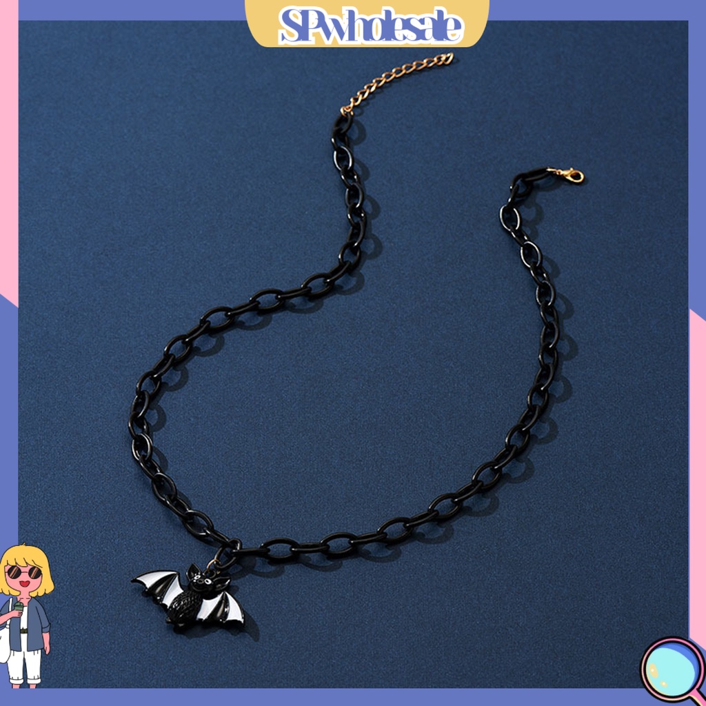 &lt;SPwholesale&gt; Vòng Cổ Choker Dây Xích Dày Phong Cách Punk Gothic Hình Dơi Hình Học Thời Trang Có Thể Điều Chỉnh Làm Quà Tặng Halloween
