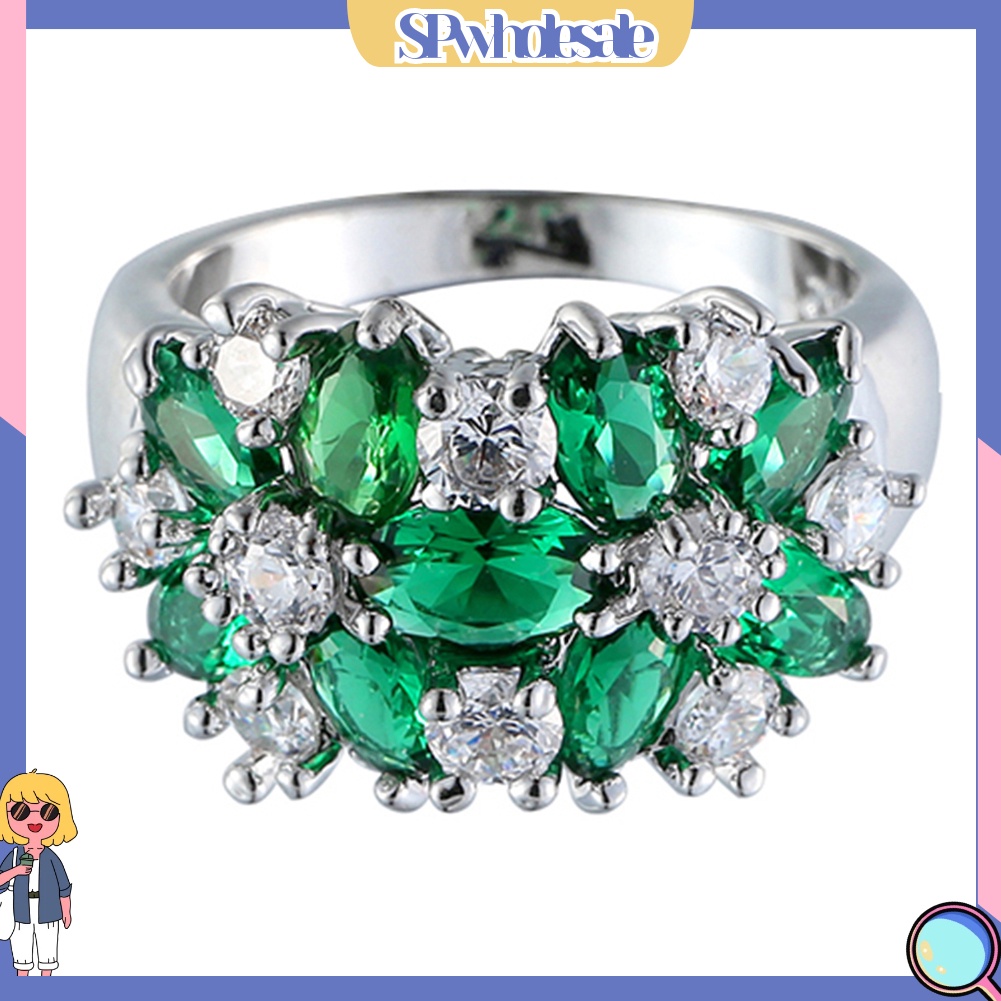 <SPwholesale> Nhẫn Mạ Bạc 925 Đính Đá Thời Trang Cho Nữ