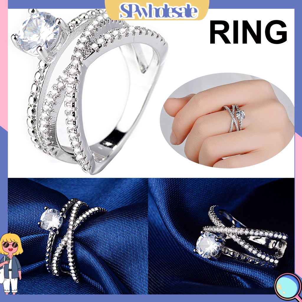 <SPwholesale> Nhẫn Cưới Đính Đá Quý Nhân Tạo > Glamour Cho Nữ